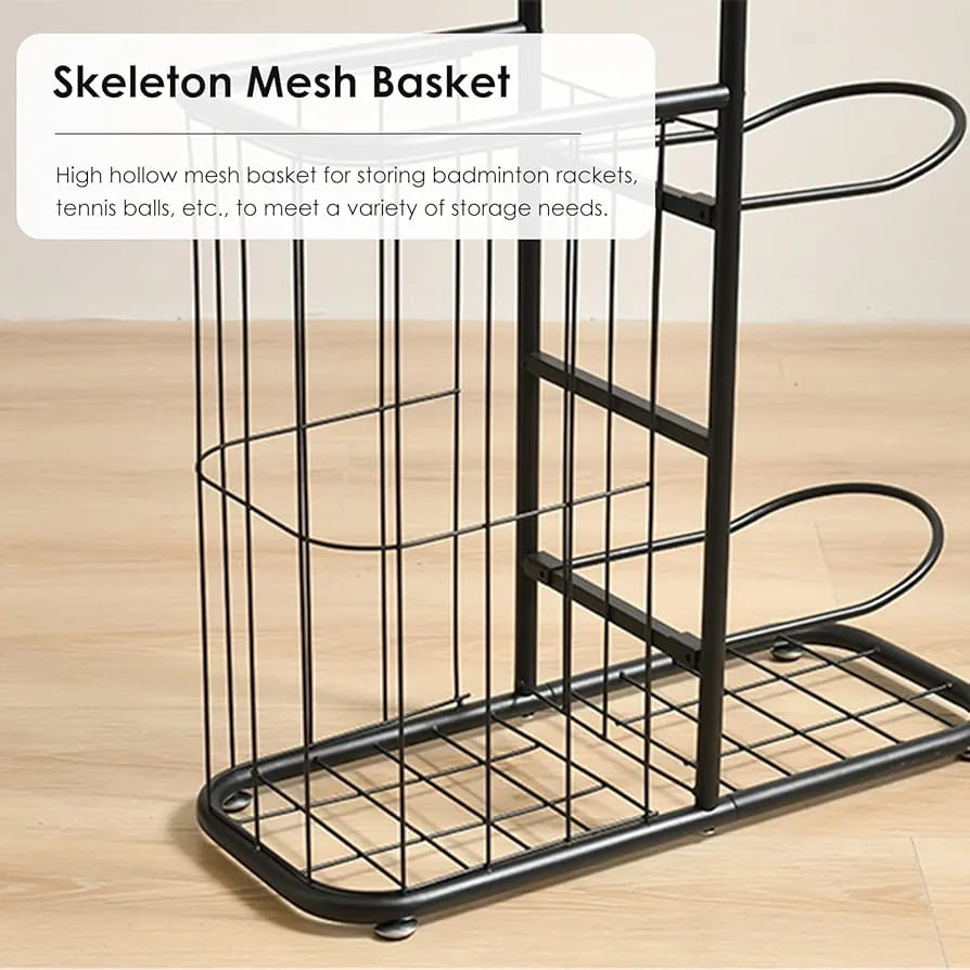 Ball Storage Rack, Basketball Football Volleyball Badminton Racket Storage Stand, Sports Accessories Holder