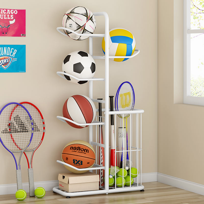 Ball Storage Rack, Basketball Football Volleyball Badminton Racket Storage Stand, Sports Accessories Holder