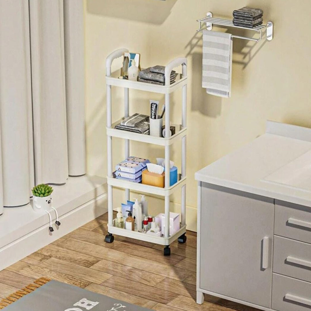 4-tier Trolley Cart, Bathroom Organizer Stand, Storage Rack Shelf