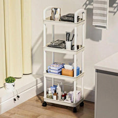 4-tier Trolley Cart, Bathroom Organizer Stand, Storage Rack Shelf