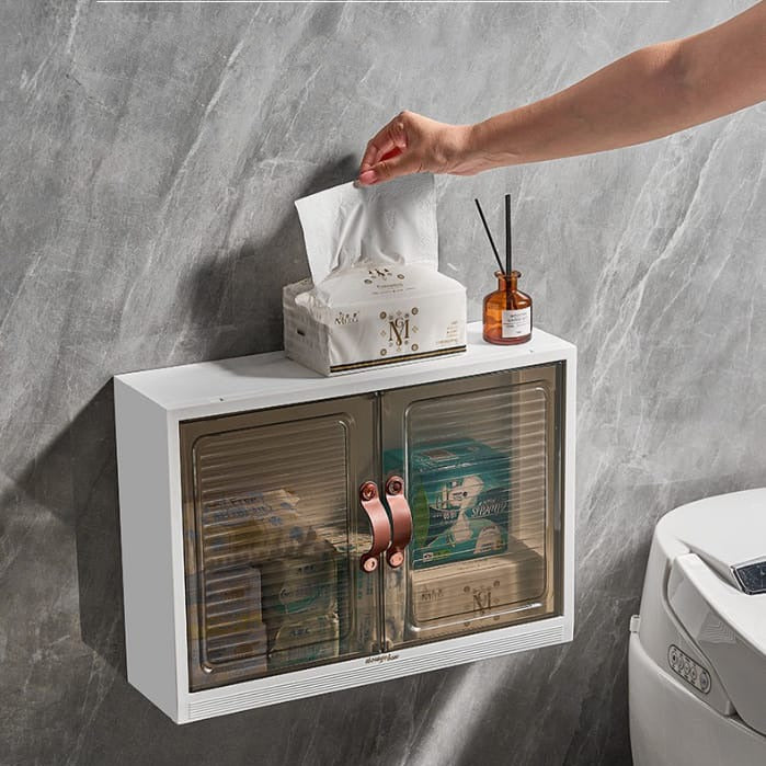 Wall Mounted Shelf Cabinet, Waterproof Storage Rack Organizer For Bathroom, Kitchen