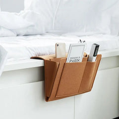 Felt Bedside Storage Bag - Sofa Bed Hanging Pocket Organizer for Remote, Books, Laptop