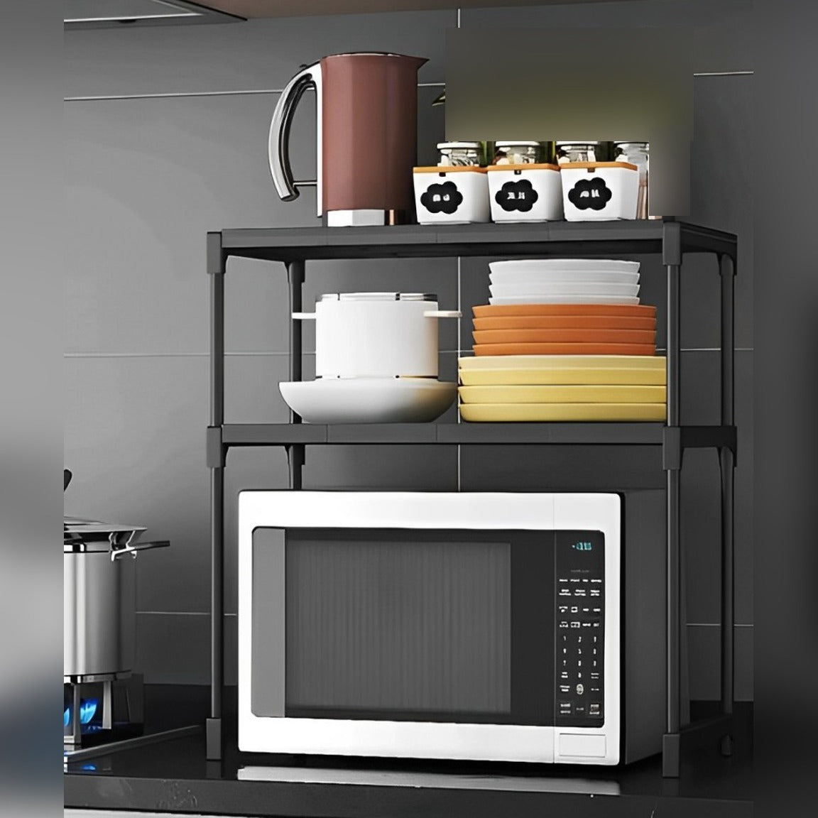 Double Layer Storage Rack, Kitchen Countertop Shelf Stand, Microwave Oven Stand