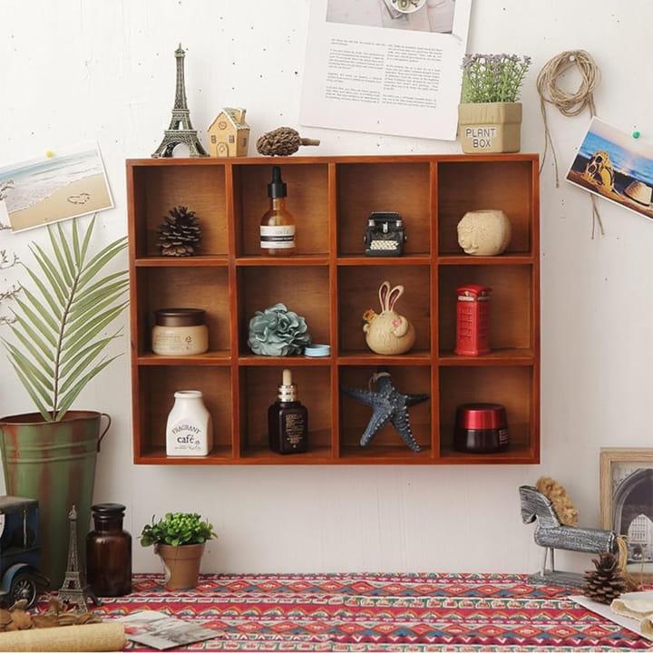 Wooden Wall Hanging Display Rack, Home Decor Organizer Shelf, Coffee Tea Mug Storage Stand