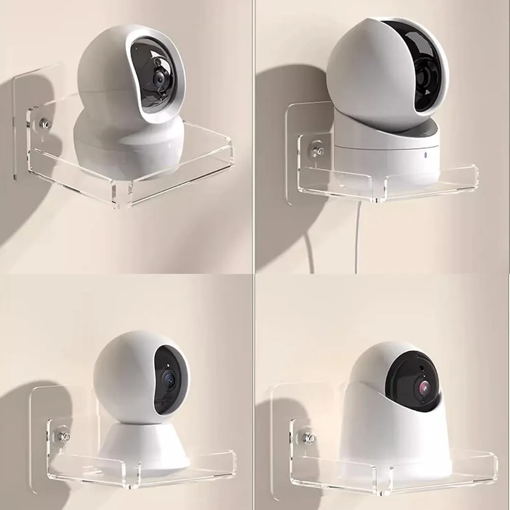 2 Pcs Wall Mounted Mini Storage Rack, Transparent Security Camera Holder Bracket shelf