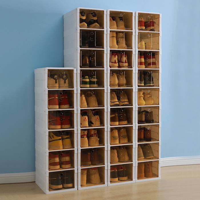 Multi-Layer Foldable Stackable Shoe Storage Cabinet, Closed-Type Shoe Rack