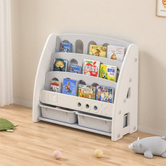 Kids Bookshelf Display Stand, Multi -Layer Bookcase with Storage Bins for Children Room