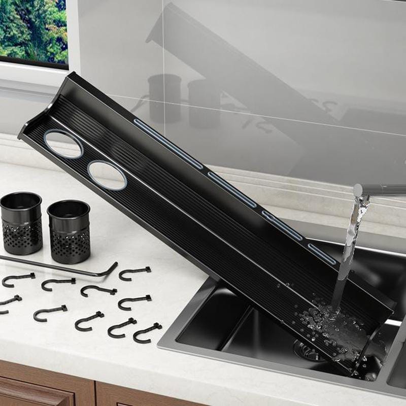 Wall- Mounted Kitchen Storage Rack, Multi-Purpose Kitchen Holder Spice, Spoon, Knife, Kitchen Towel Organizer