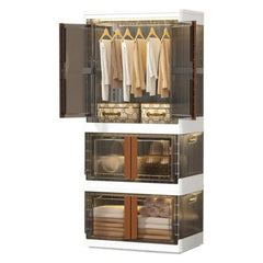Cloth Storage Organizer Cabinet, Stackable Cloth Storage Bin, Rolling Wardrobe Closet Rack Shelf