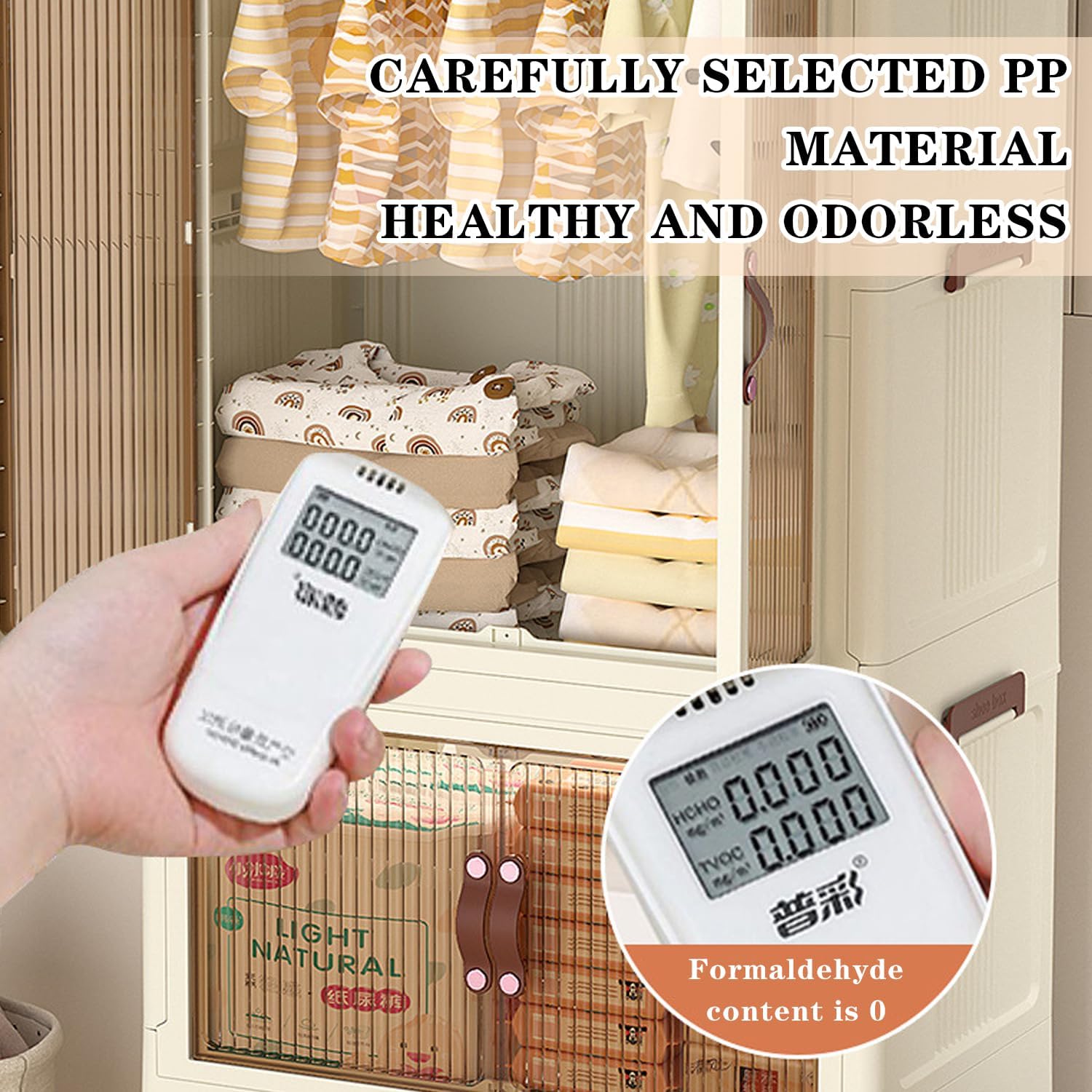 Cloth Storage Cabinet – Foldable Wardrobe Closet Organizer Movable Shelf Rack