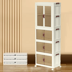 Cloth Storage Cabinet – Foldable Wardrobe Closet Organizer Movable Shelf Rack