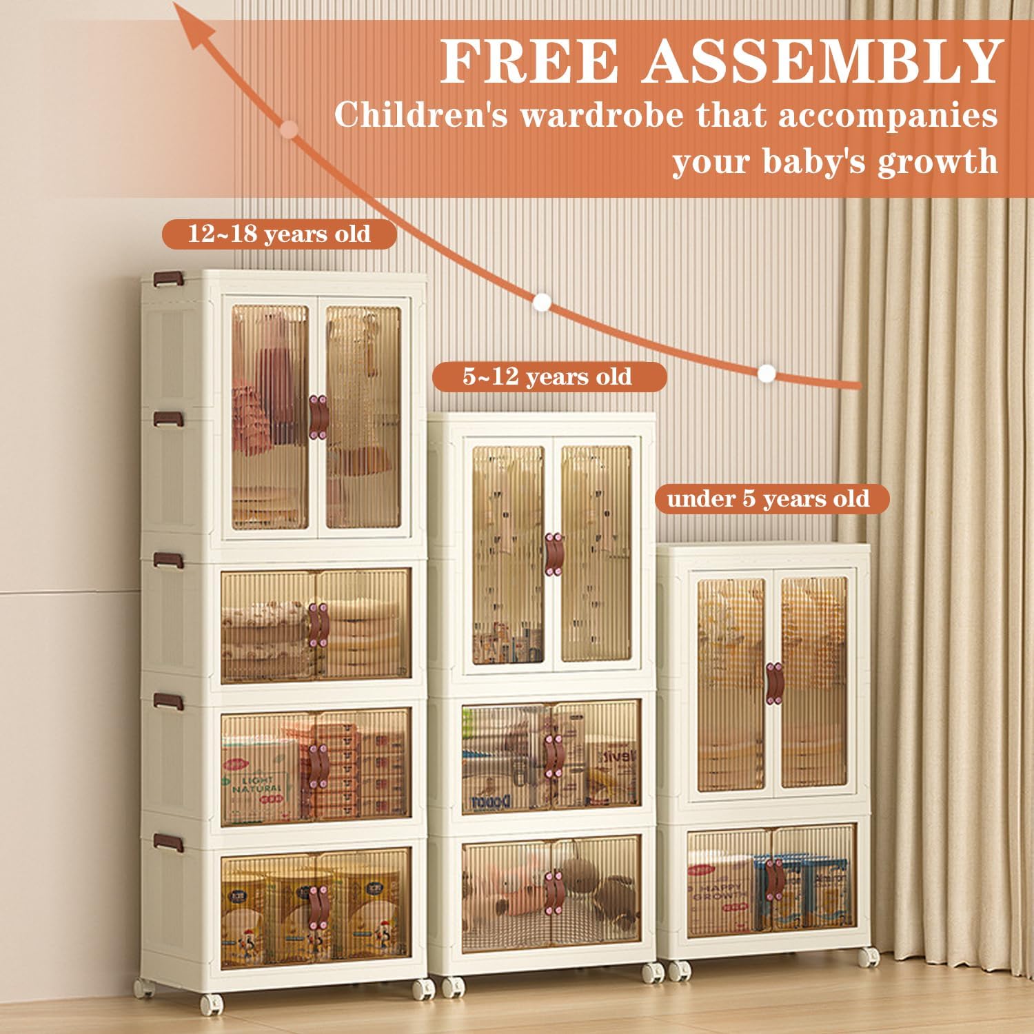 Cloth Storage Cabinet – Foldable Wardrobe Closet Organizer Movable Shelf Rack