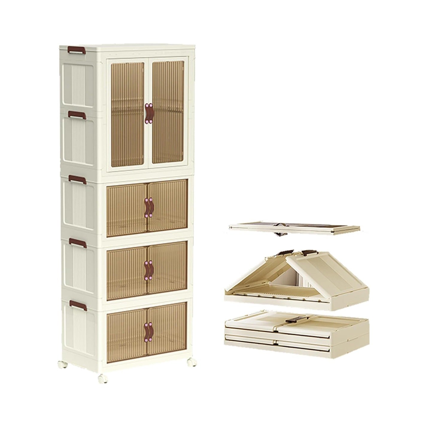 Cloth Storage Cabinet – Foldable Wardrobe Closet Organizer Movable Shelf Rack