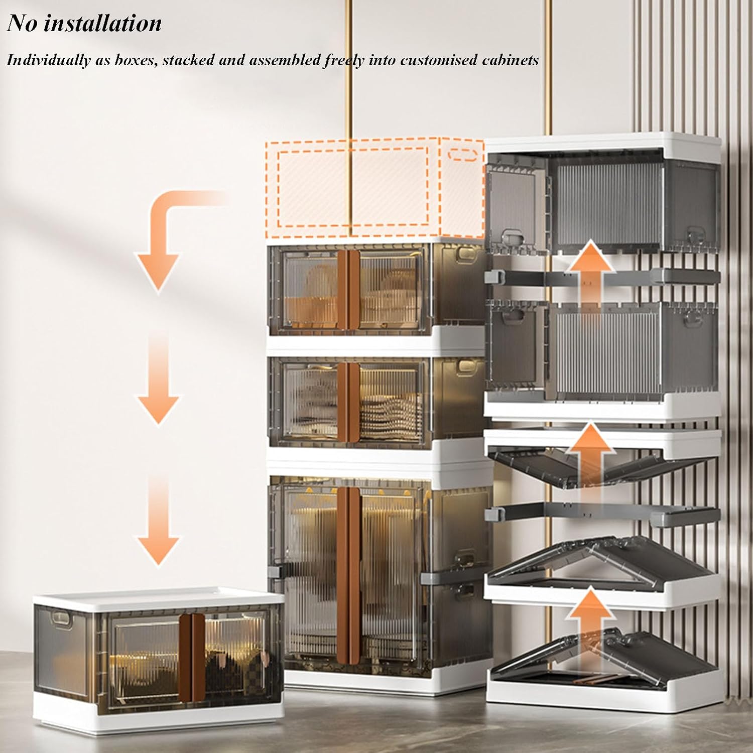 Cloth Storage Organizer Cabinet, Stackable Cloth Storage Bin, Rolling Wardrobe Closet Rack Shelf