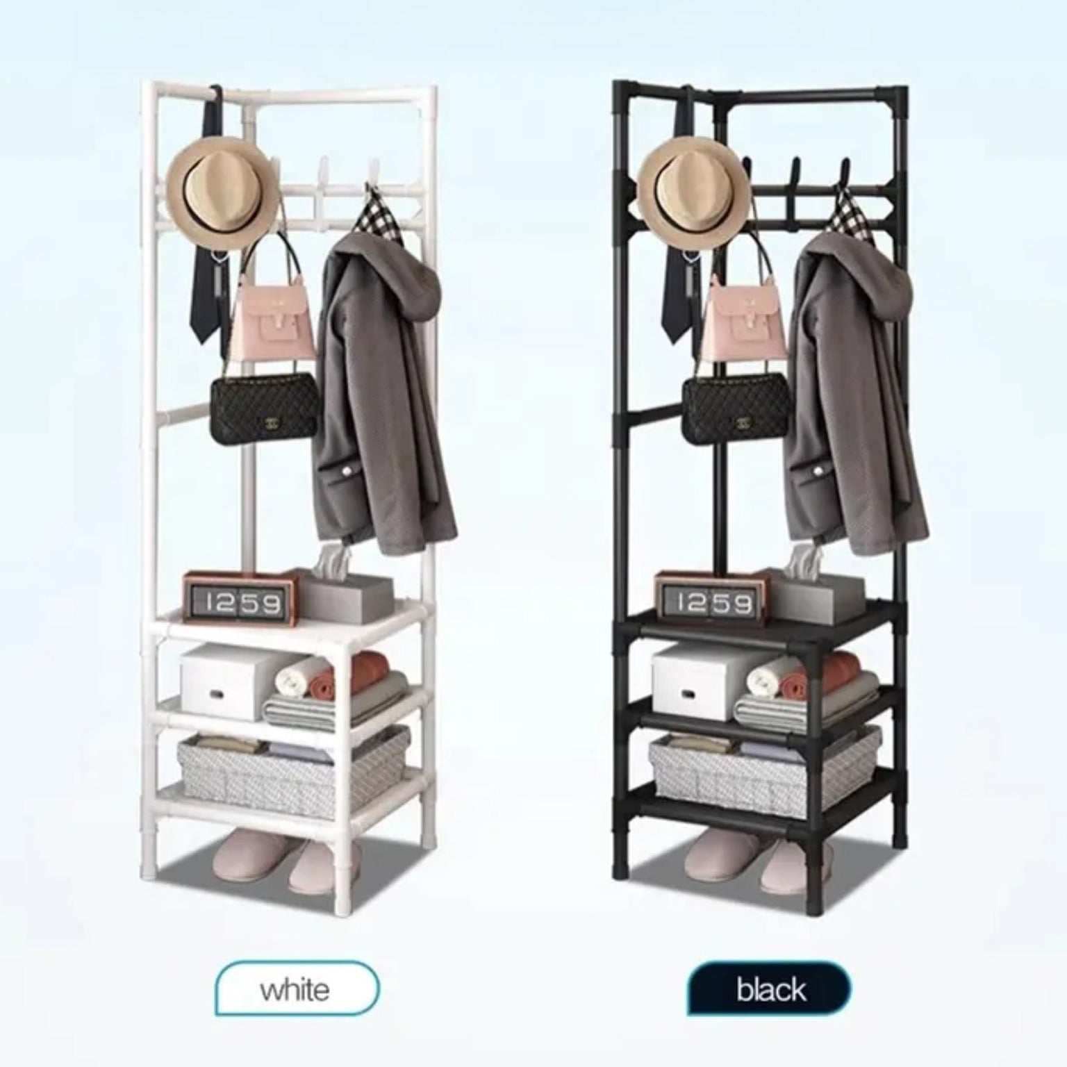 Multi-Layer Clothing Rack, Corner Storage Organizer Shelf, Coat Hat Rack Stand