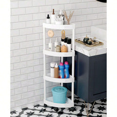 Corner Storage Rack, 4-Tier Cosmetic Kitchen Bathroom Shelf Organizer