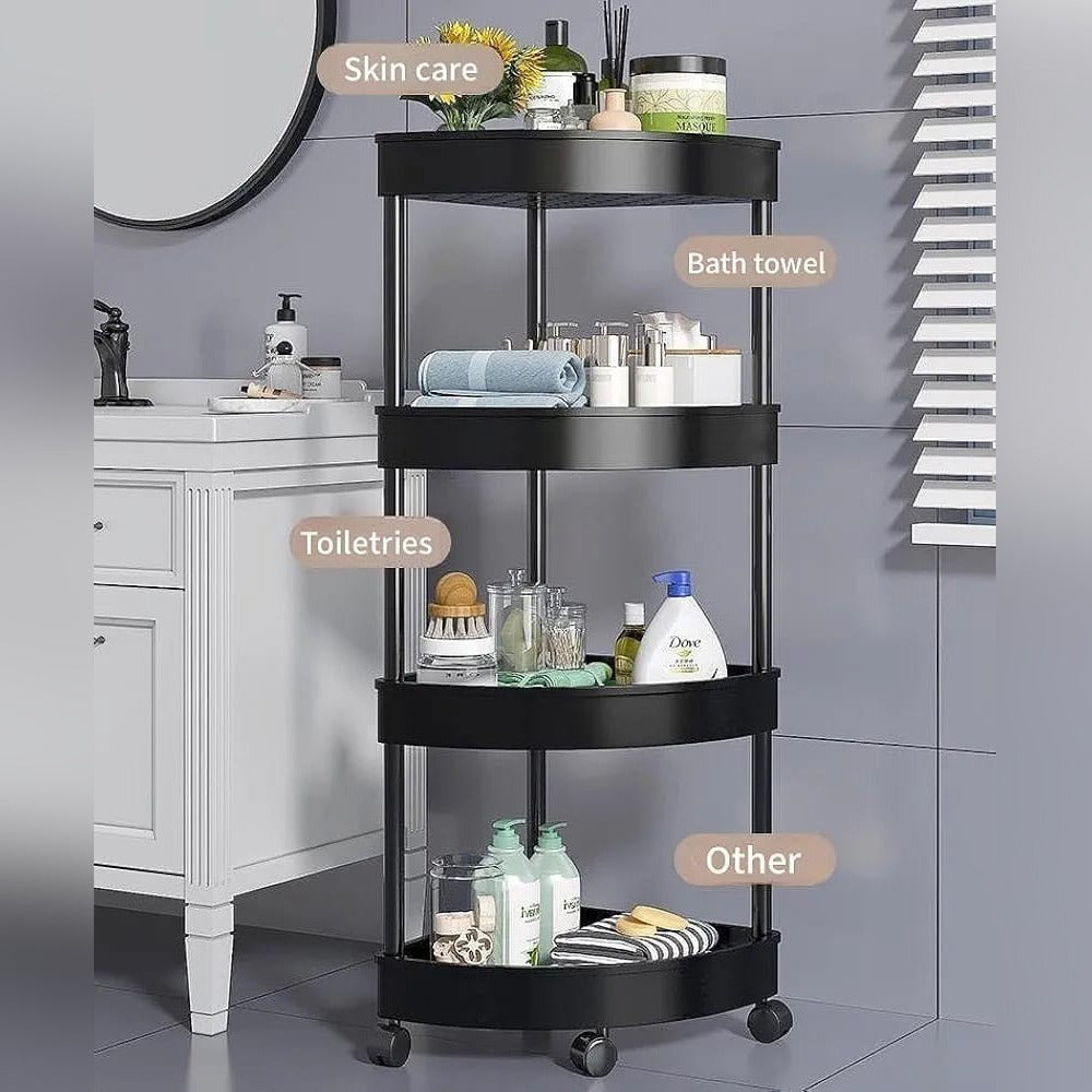 Corner Storage Rack, 4-Tier Cosmetic Kitchen Bathroom Shelf Organizer