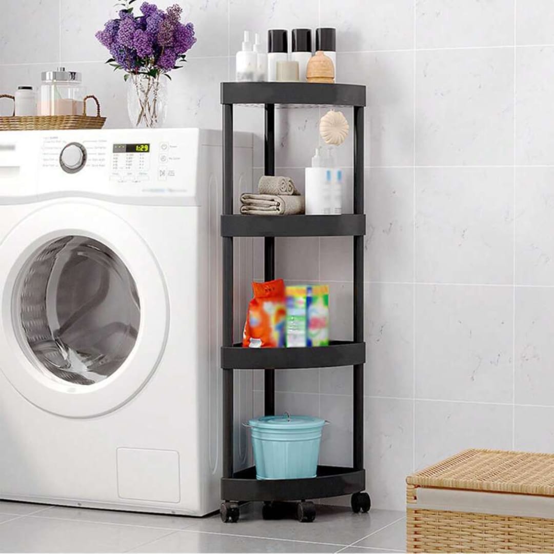 Corner Storage Rack, 4-Tier Cosmetic Kitchen Bathroom Shelf Organizer
