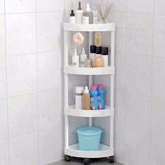 Corner Storage Rack, 4-Tier Cosmetic Kitchen Bathroom Shelf Organizer