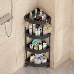 Corner Storage Rack, 4-Tier Cosmetic Kitchen Bathroom Shelf Organizer