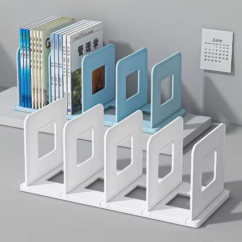 Desktop Book Organizer Shelf Stand, 4 Grid Desk File Holder for Home, Office