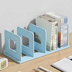 Desktop Book Organizer Shelf Stand, 4 Grid Desk File Holder for Home, Office