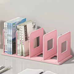 Desktop Book Organizer Shelf Stand, 4 Grid Desk File Holder for Home, Office