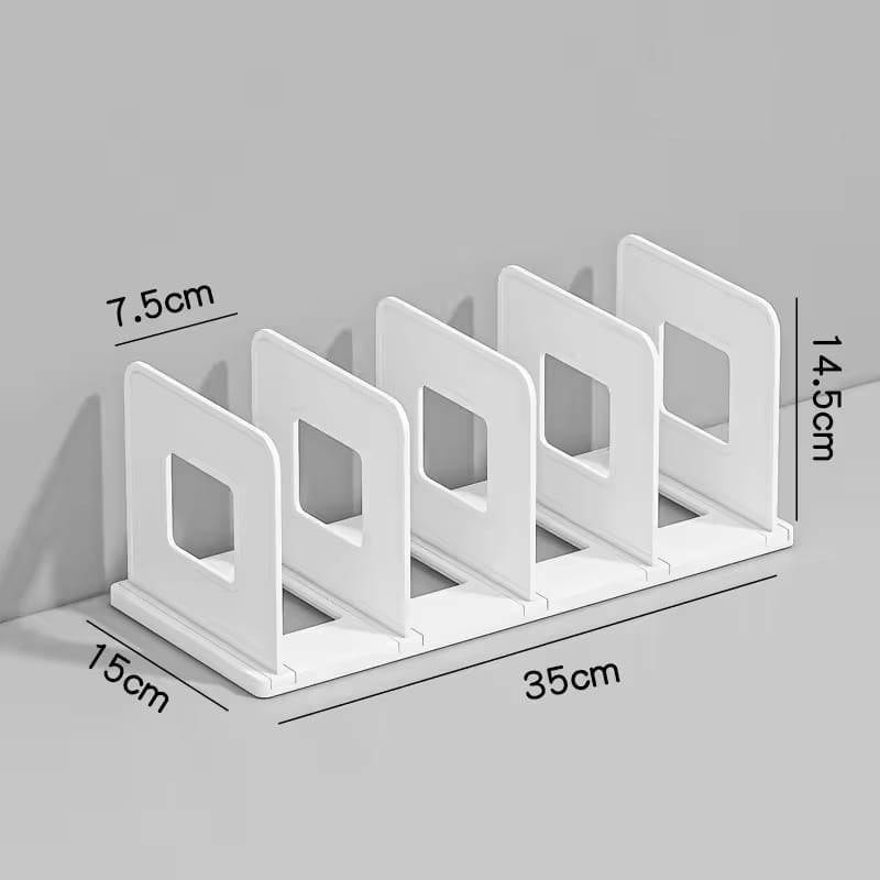 Desktop Book Organizer Shelf Stand, 4 Grid Desk File Holder for Home, Office