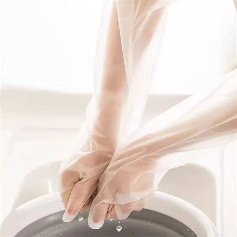 Household Cleaning Gloves, Disposable  Anti- Slip Wear Long Sleeve Glove, Oil-proof, 10 Pcs Waterproof Dishwashing Gloves