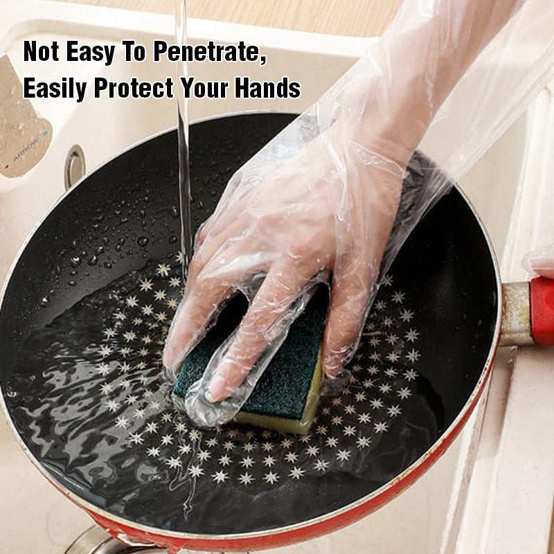 Household Cleaning Gloves, Disposable  Anti- Slip Wear Long Sleeve Glove, Oil-proof, 10 Pcs Waterproof Dishwashing Gloves