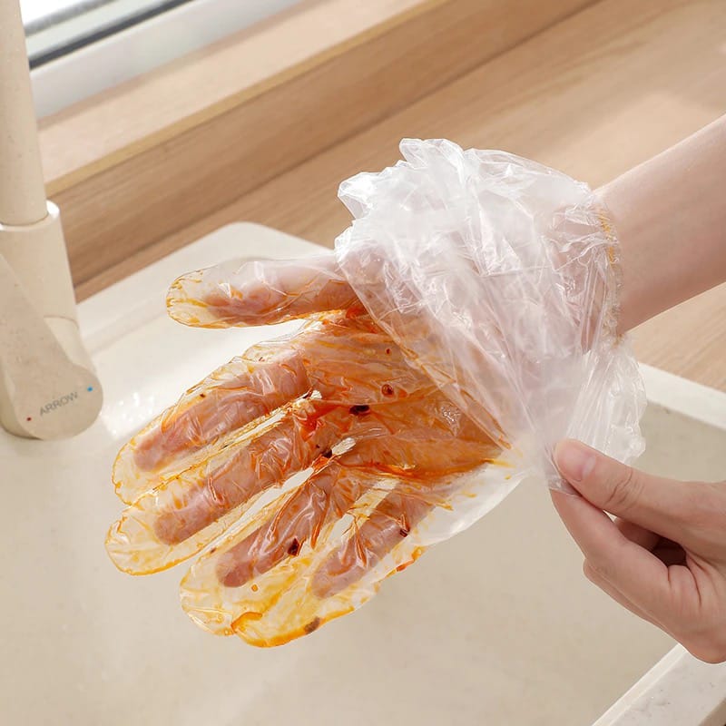 Household Cleaning Gloves, Disposable  Anti- Slip Wear Long Sleeve Glove, Oil-proof, 10 Pcs Waterproof Dishwashing Gloves