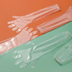 Household Cleaning Gloves, Disposable  Anti- Slip Wear Long Sleeve Glove, Oil-proof, 10 Pcs Waterproof Dishwashing Gloves
