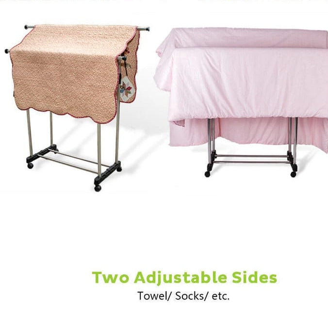 Double Pole Movable Cloth Hanger, Adjustable Garment Drying Organizer Rack