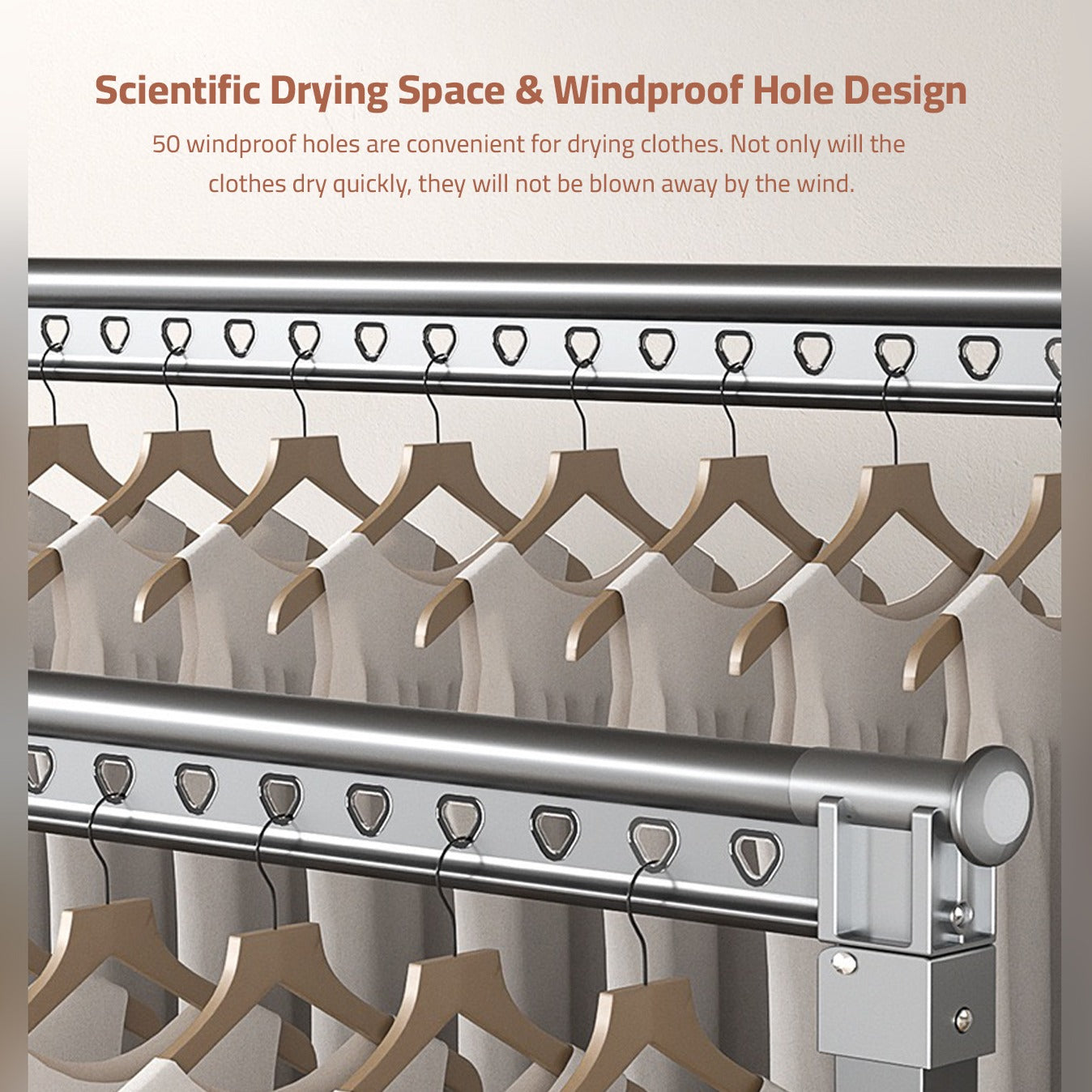 Double Rod Cloth Drying Stand, Movable Garment Display Stand For Home
