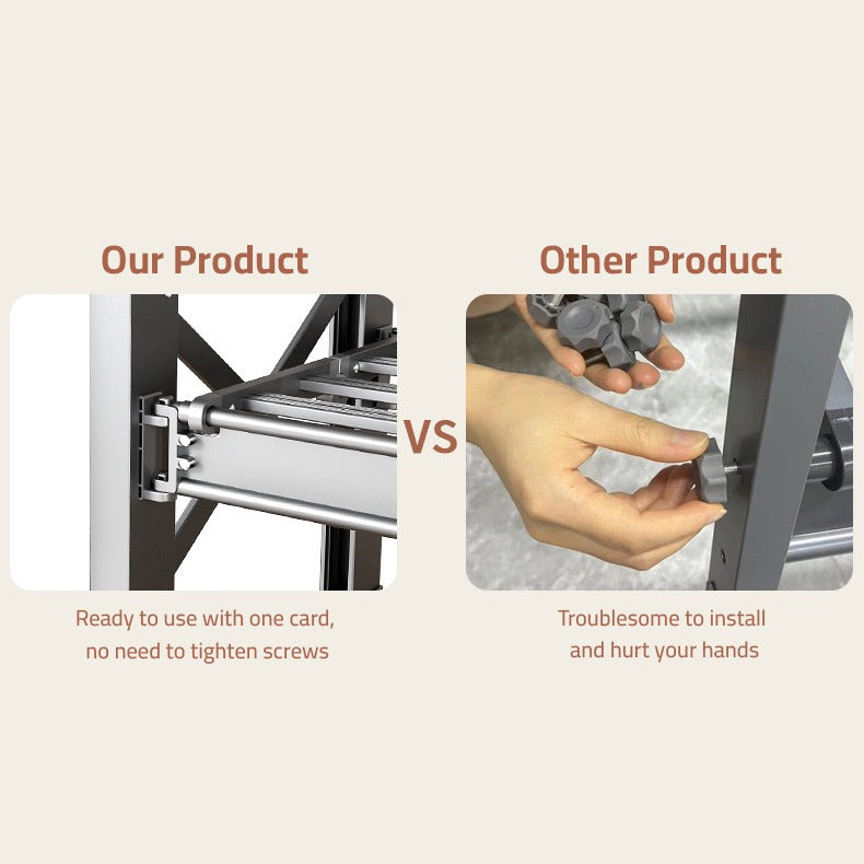 Double Rod Cloth Drying Stand, Movable Garment Display Stand For Home