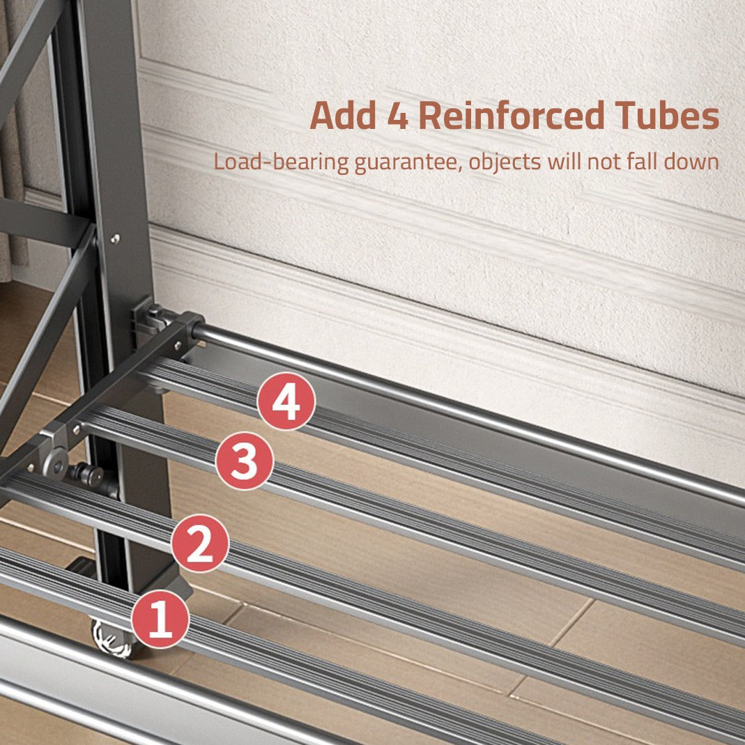 Double Rod Cloth Drying Stand, Movable Garment Display Stand For Home