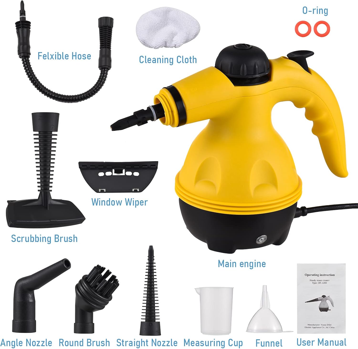 Electric Steam Cleaner, Handheld Pressurized Multi-Purpose Cleaning Tool for Home, Car