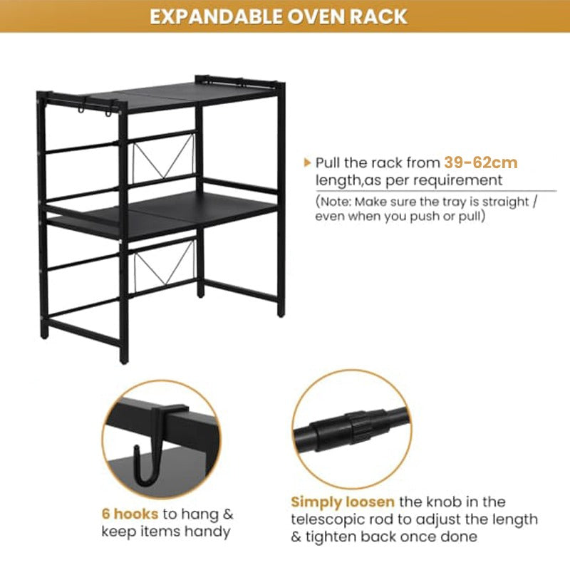 Multipurpose Storage Organizer Stand, Expandable Microwave Oven Rack Shelf