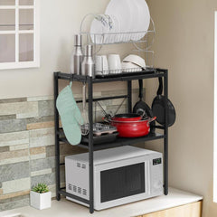 Multipurpose Storage Organizer Stand, Expandable Microwave Oven Rack Shelf