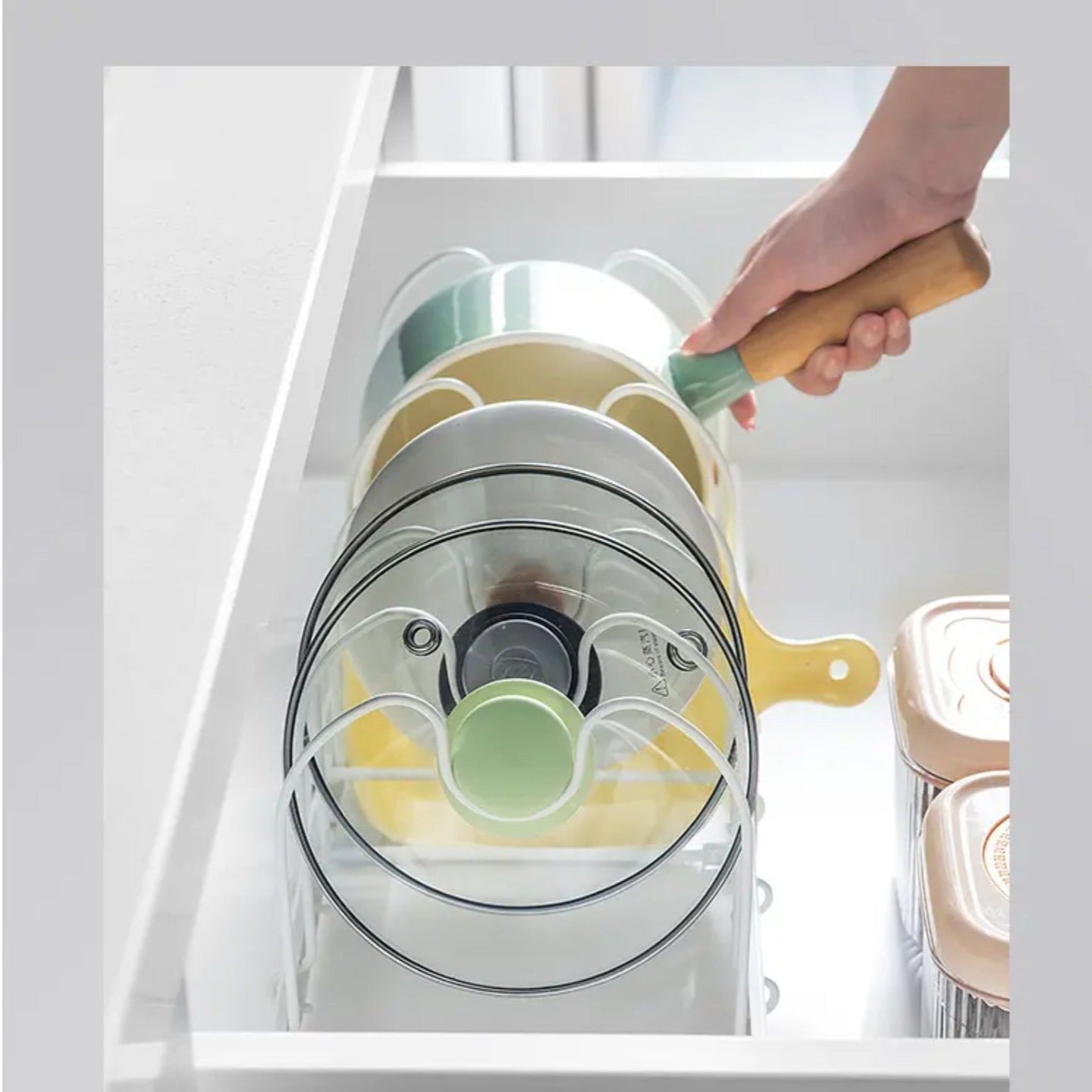 Expandable Pot and Pan Organizer Rack, Lid Holder – Adjustable Kitchen Storage Solution