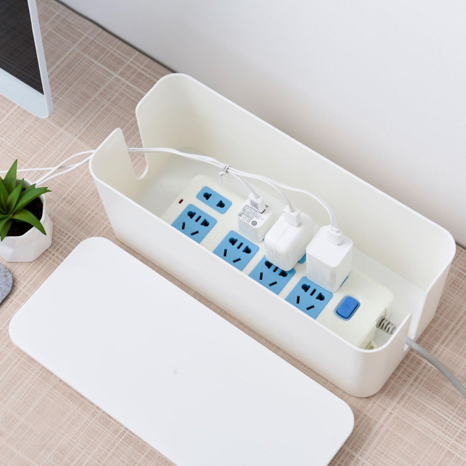 Cable Organizer Box, Extension Socket Storage Box For Desktop, Cable Hiding Box, Household Cord Organizer