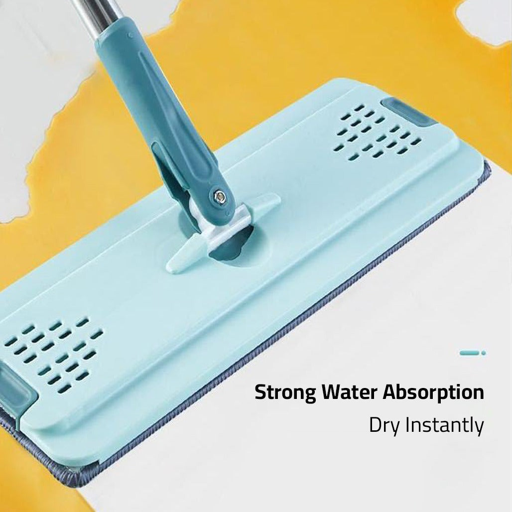 Flat Floor Mop Hands-Free Squeeze Bucket Set with Extra 3 Pads