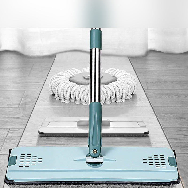 Flat Floor Mop Hands-Free Squeeze Bucket Set with Extra 3 Pads
