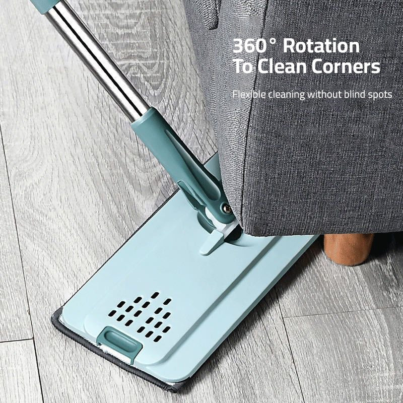 Flat Floor Mop Hands-Free Squeeze Bucket Set with Extra 3 Pads