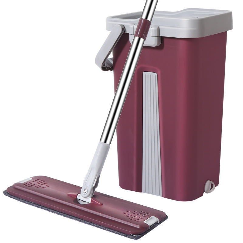 Flat Floor Mop Hands-Free Squeeze Bucket Set with Extra 3 Pads