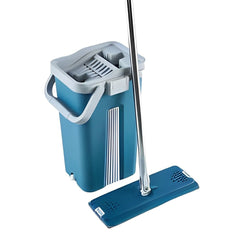 Flat Floor Mop Hands-Free Squeeze Bucket Set with Extra 3 Pads