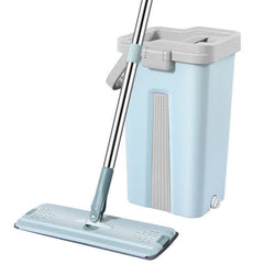 Flat Floor Mop Hands-Free Squeeze Bucket Set with Extra 3 Pads