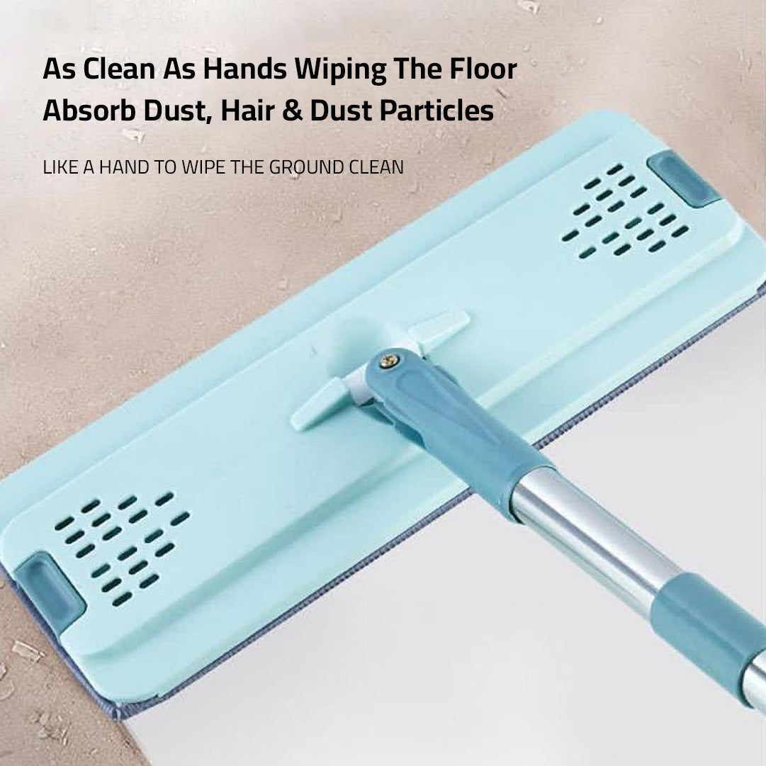 Flat Floor Mop Hands-Free Squeeze Bucket Set with Extra 3 Pads