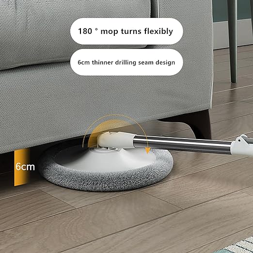 360° Spin Mop and Bucket Set - Self-Separating System, 2 Microfiber Pads, For Floor Cleaning