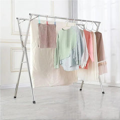 Foldable Cloth Drying Rack, Double Rod Cloth Hanging Laundry Stand for Indoor and Outdoor